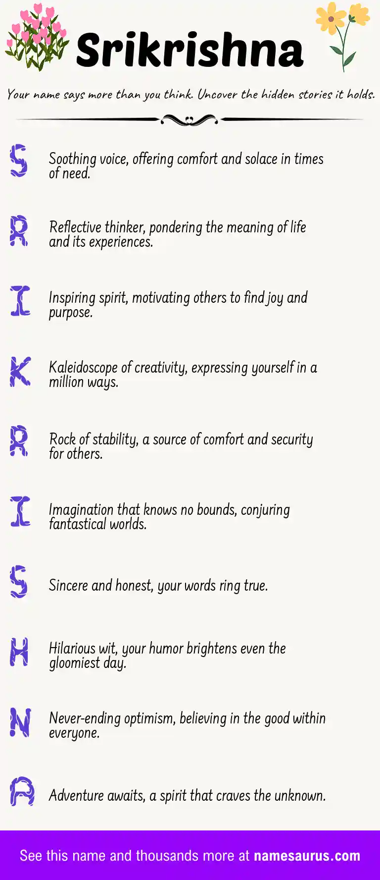 Acrostic poem about Srikrishna.