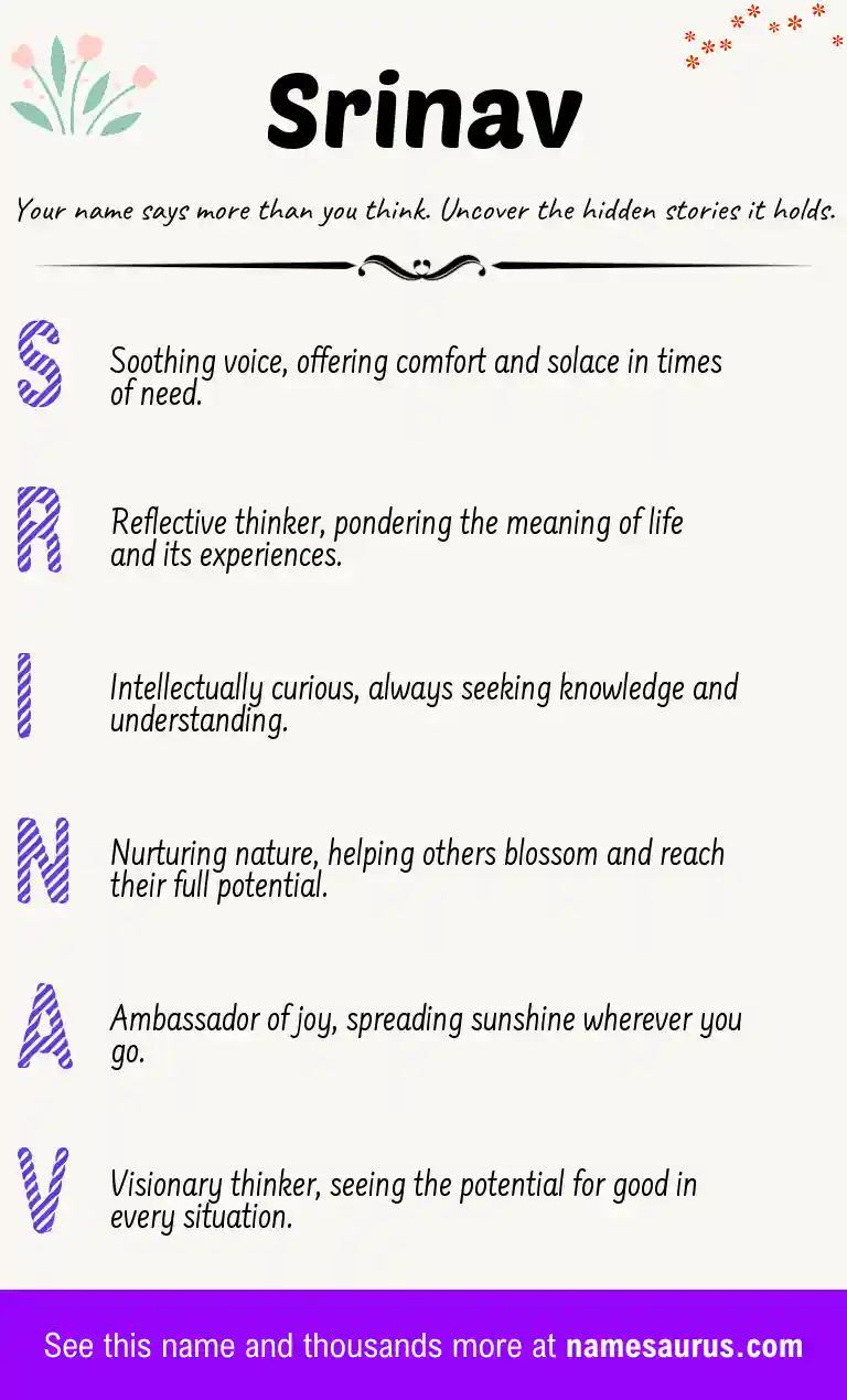 Acrostic poem about Srinav.