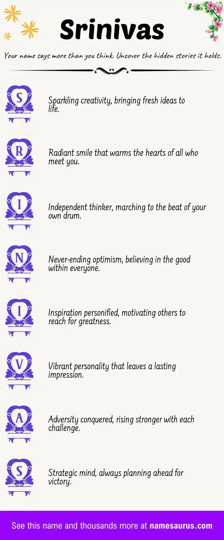 Acrostic poem about Srinivas.