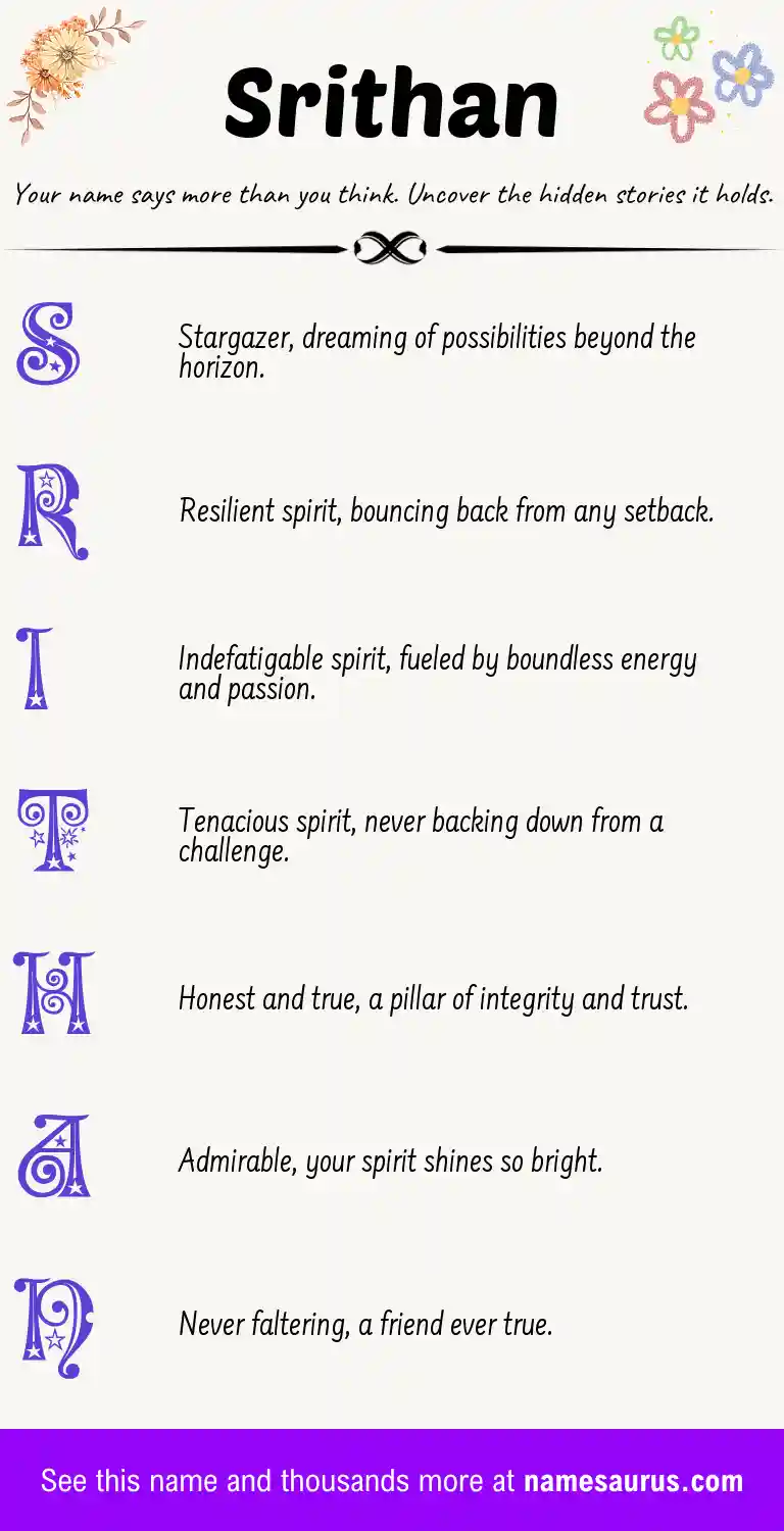 Acrostic poem about Srithan.