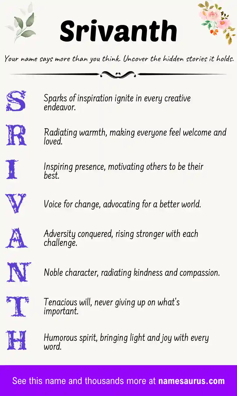 Acrostic poem about Srivanth.