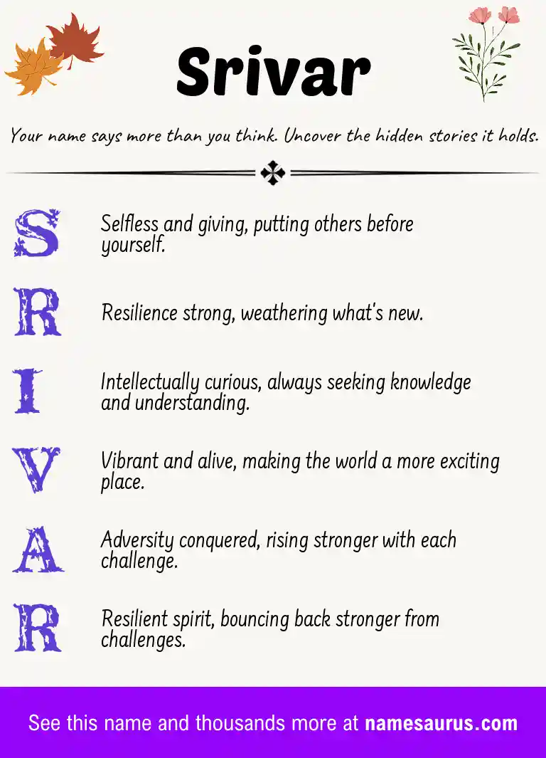 Acrostic poem about Srivar.