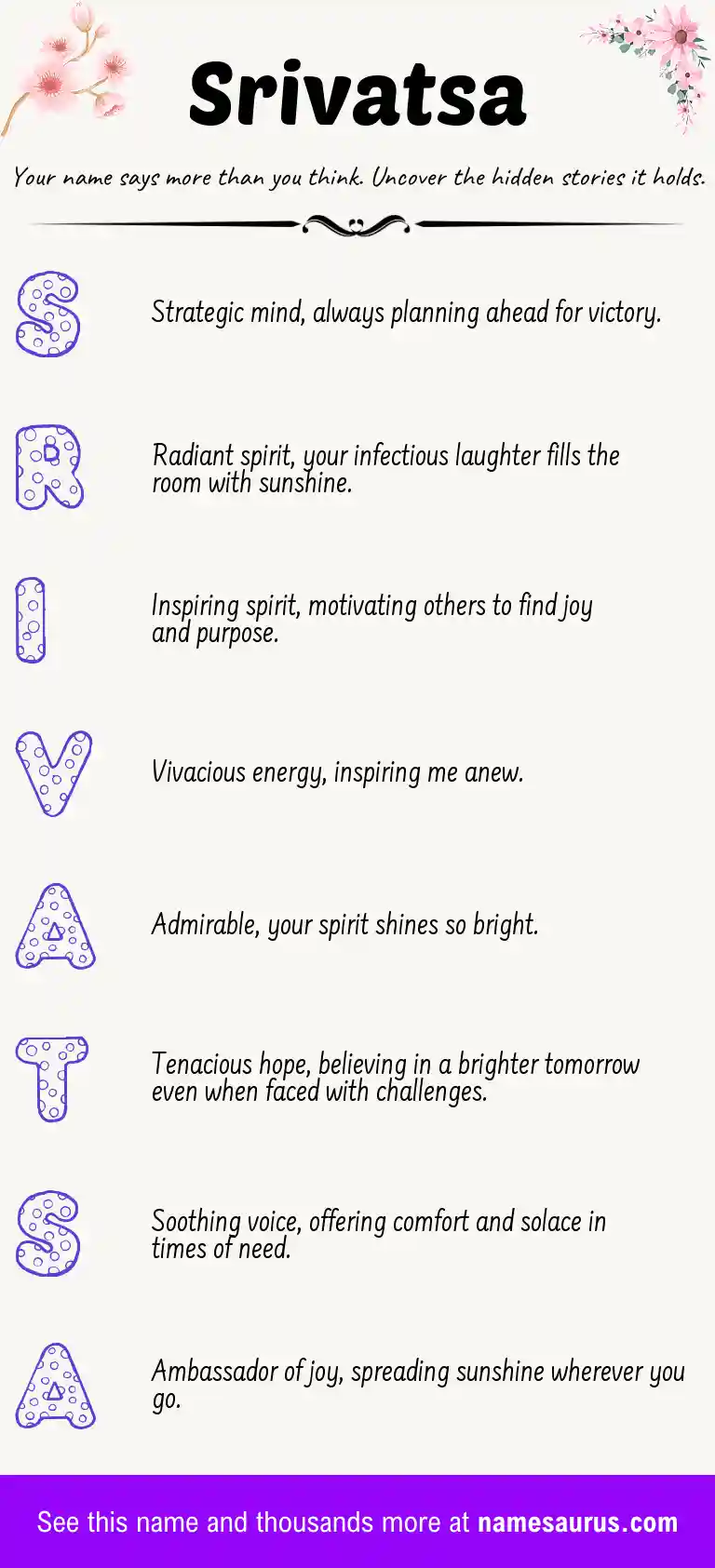 Acrostic poem about Srivatsa.