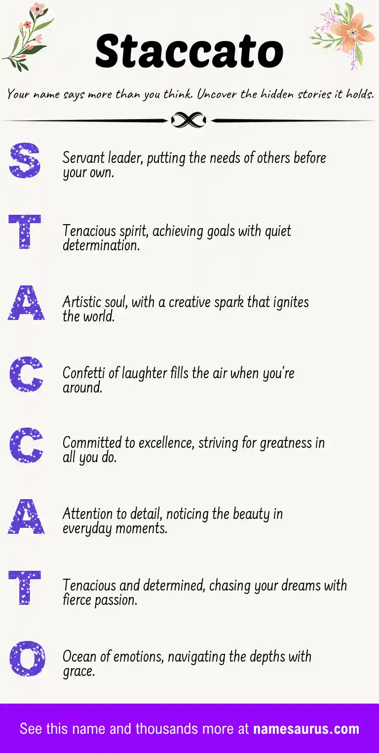 Acrostic poem about Staccato.