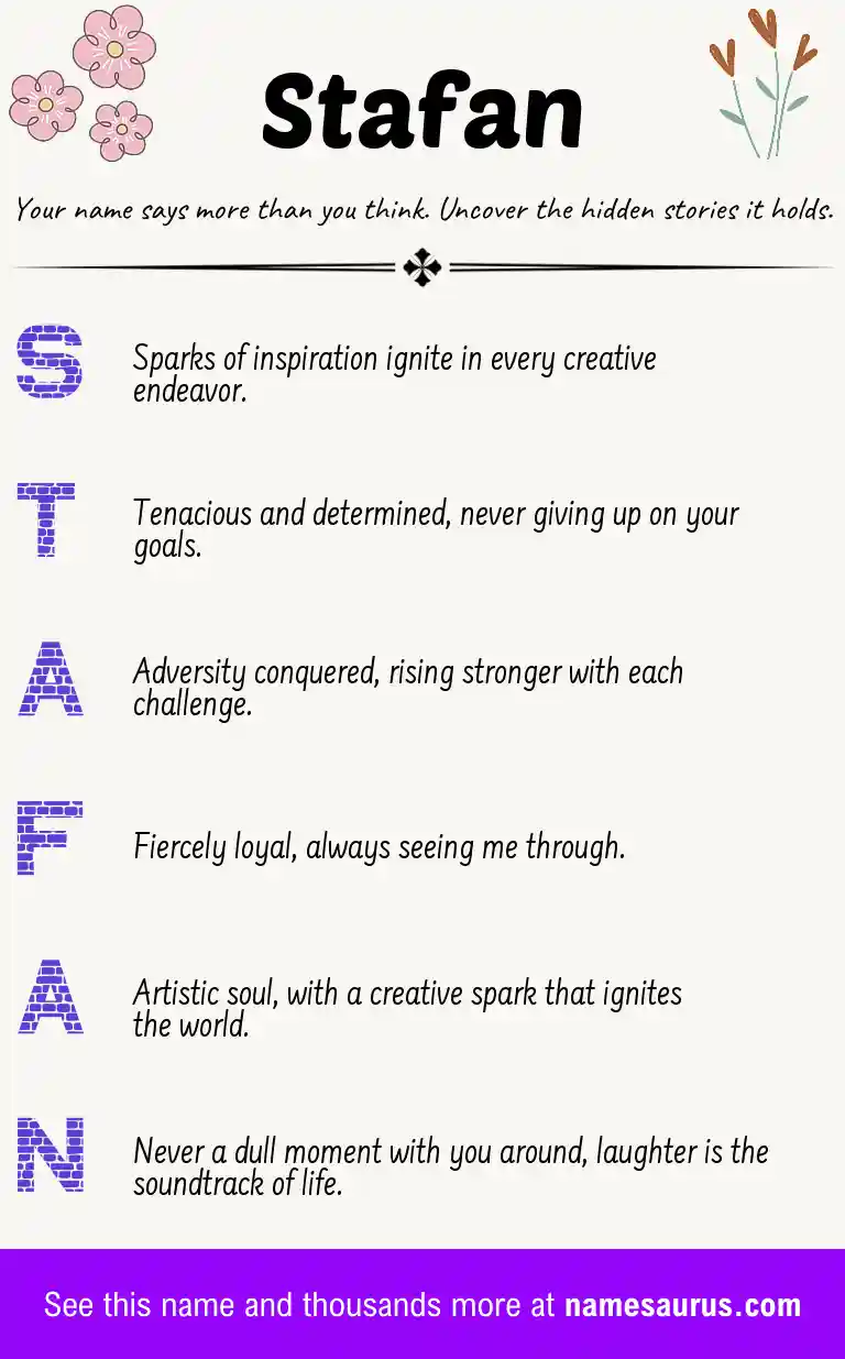 Acrostic poem about Stafan.