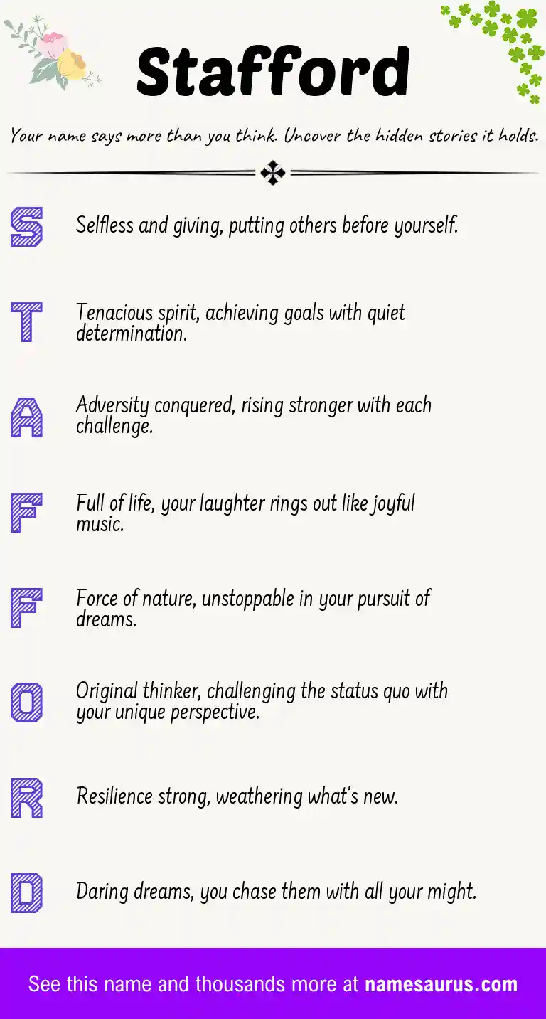 Acrostic poem about Stafford.