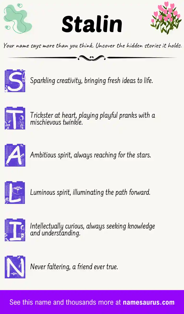 Acrostic poem about Stalin.