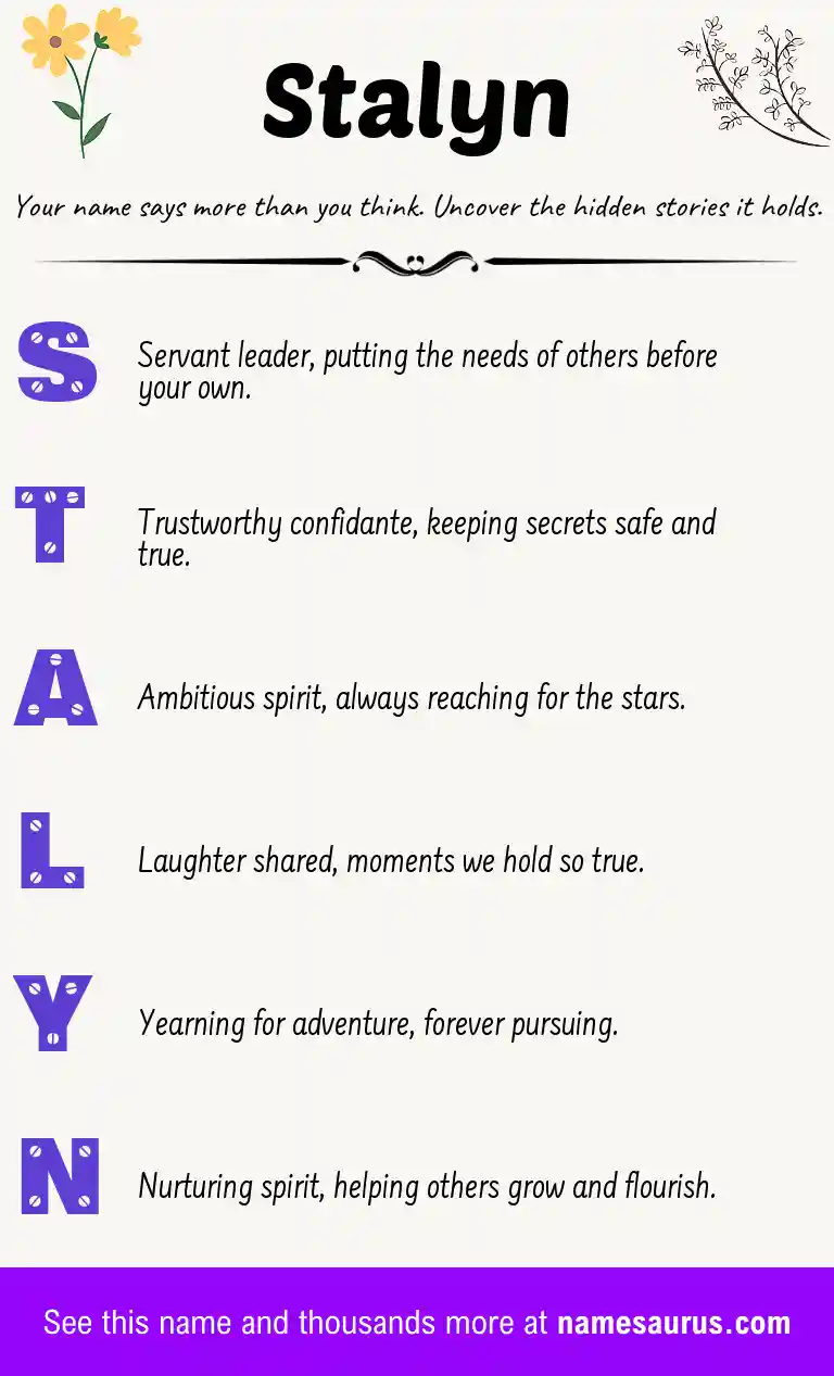 Acrostic poem about Stalyn.
