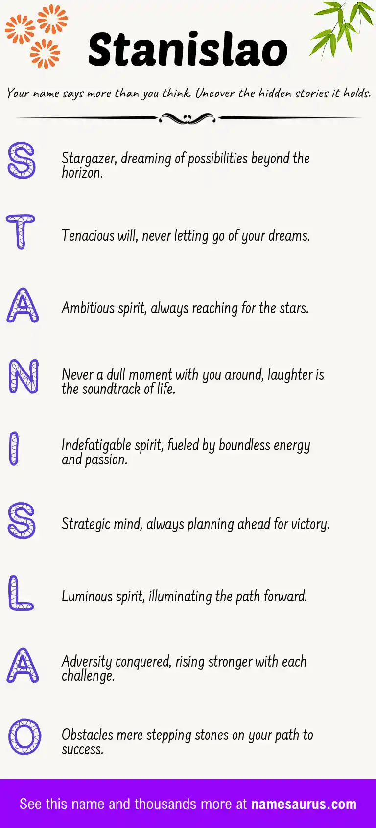 Acrostic poem about Stanislao.