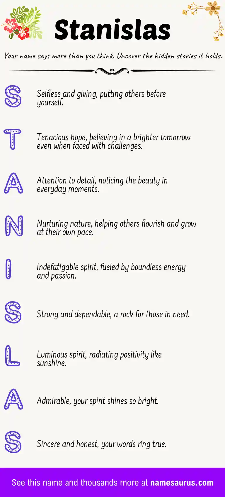 Acrostic poem about Stanislas.