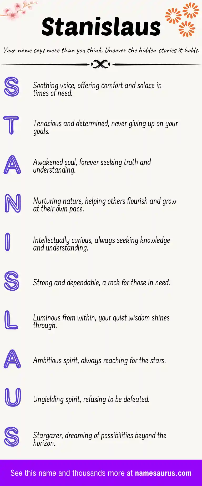 Acrostic poem about Stanislaus.
