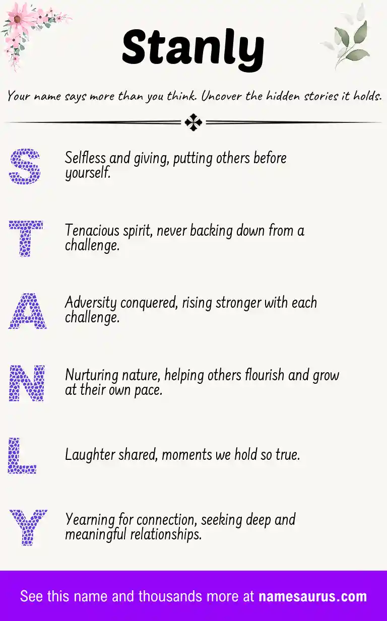 Acrostic poem about Stanly.