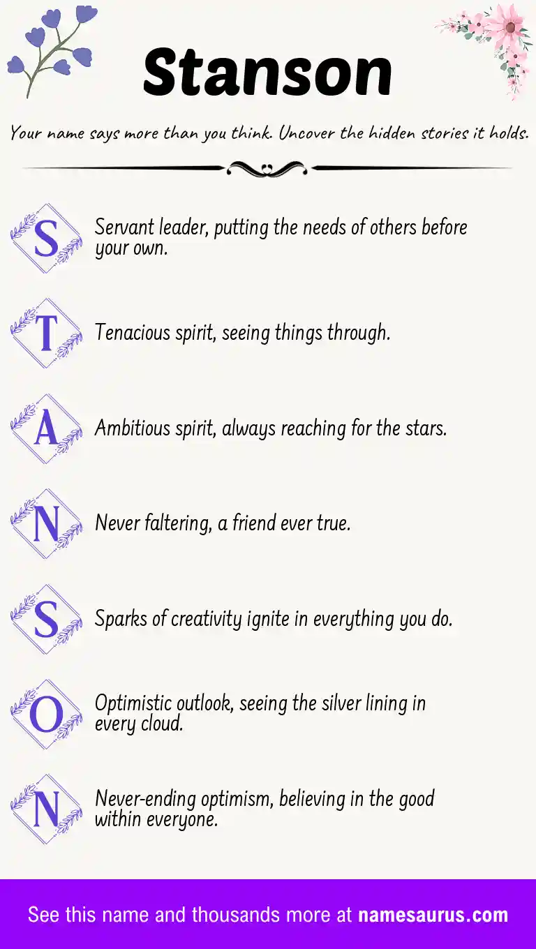 Acrostic poem about Stanson.