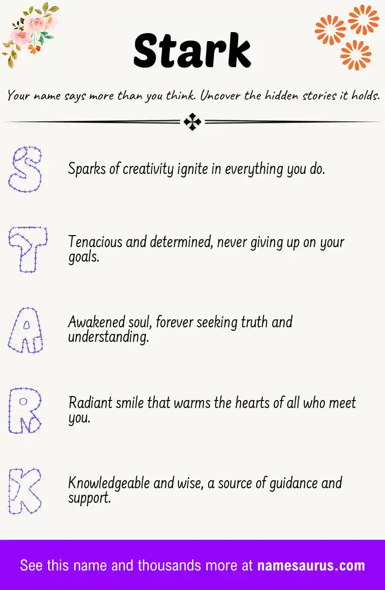Acrostic poem about Stark.
