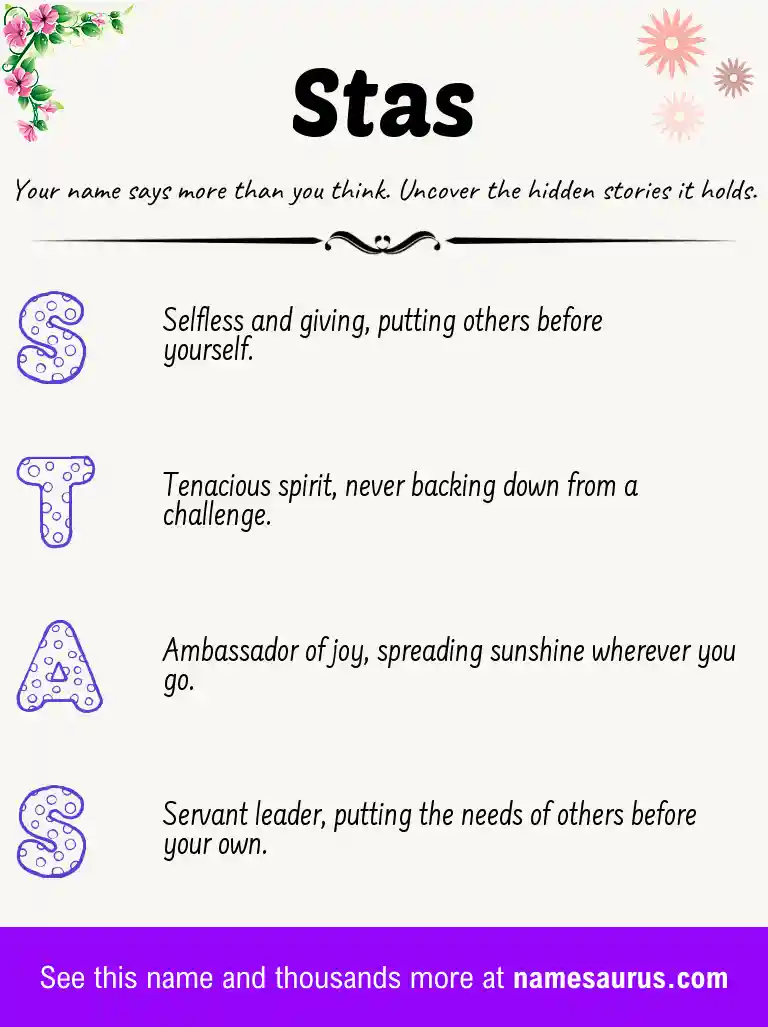 Acrostic poem about Stas.