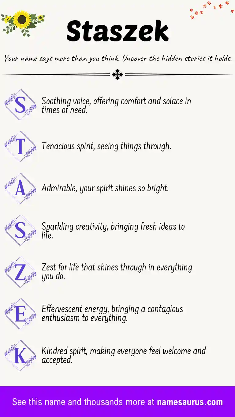 Acrostic poem about Staszek.