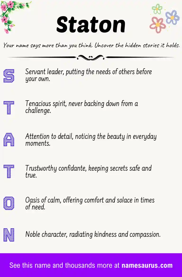 Acrostic poem about Staton.