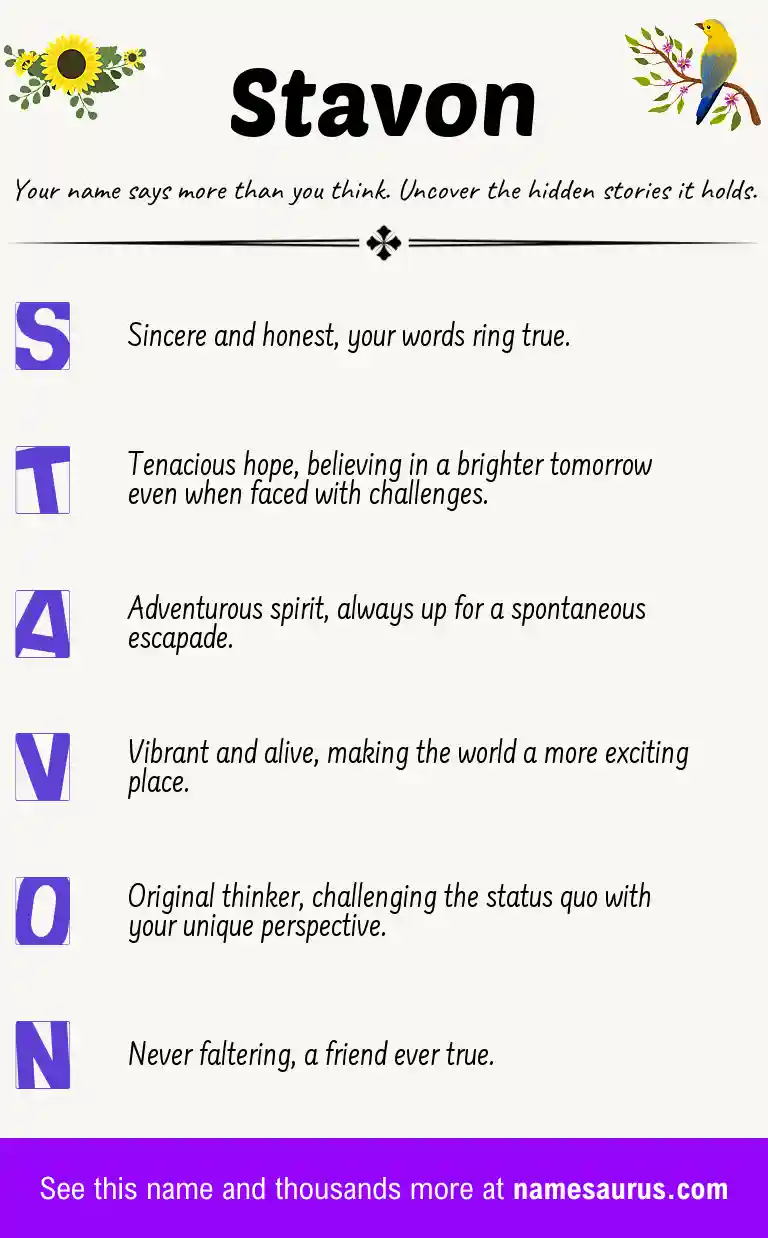 Acrostic poem about Stavon.