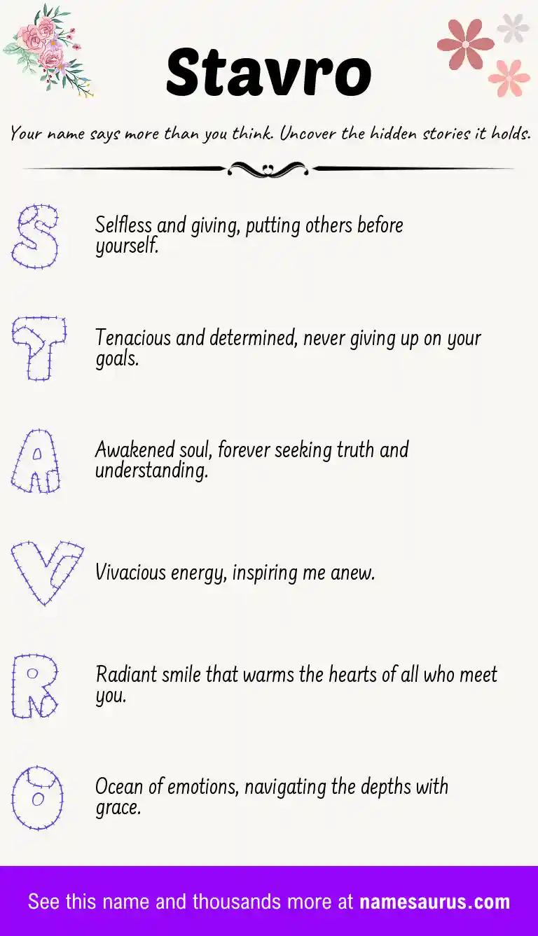 Acrostic poem about Stavro.