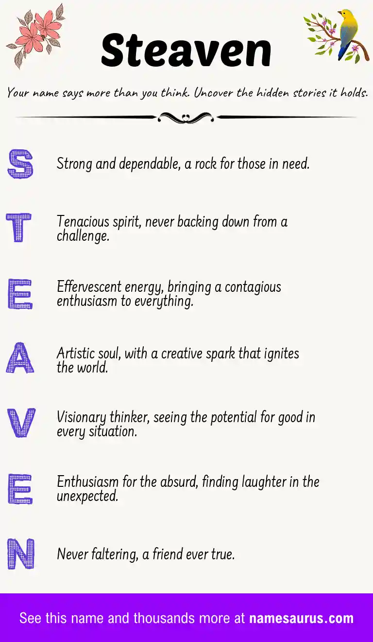 Acrostic poem about Steaven.
