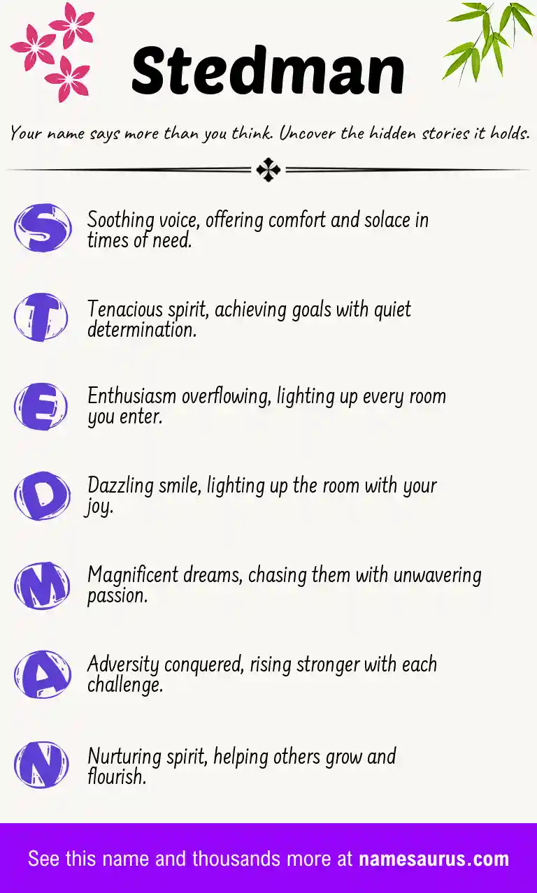 Acrostic poem about Stedman.