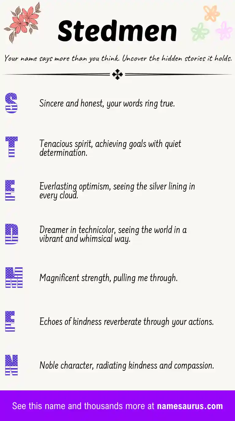 Acrostic poem about Stedmen.