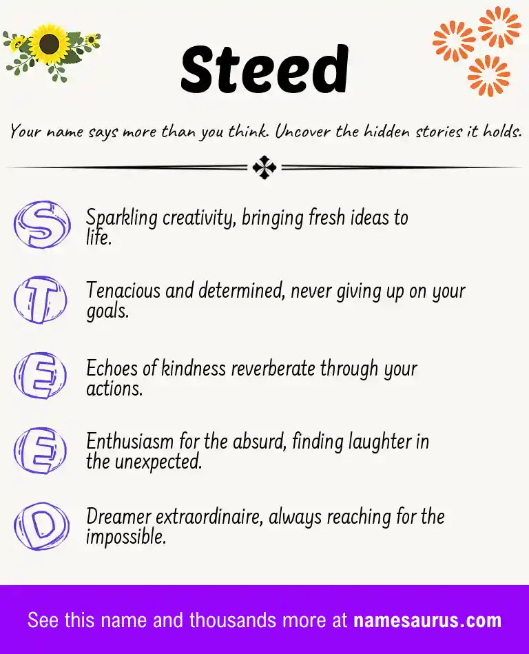 Acrostic poem about Steed.