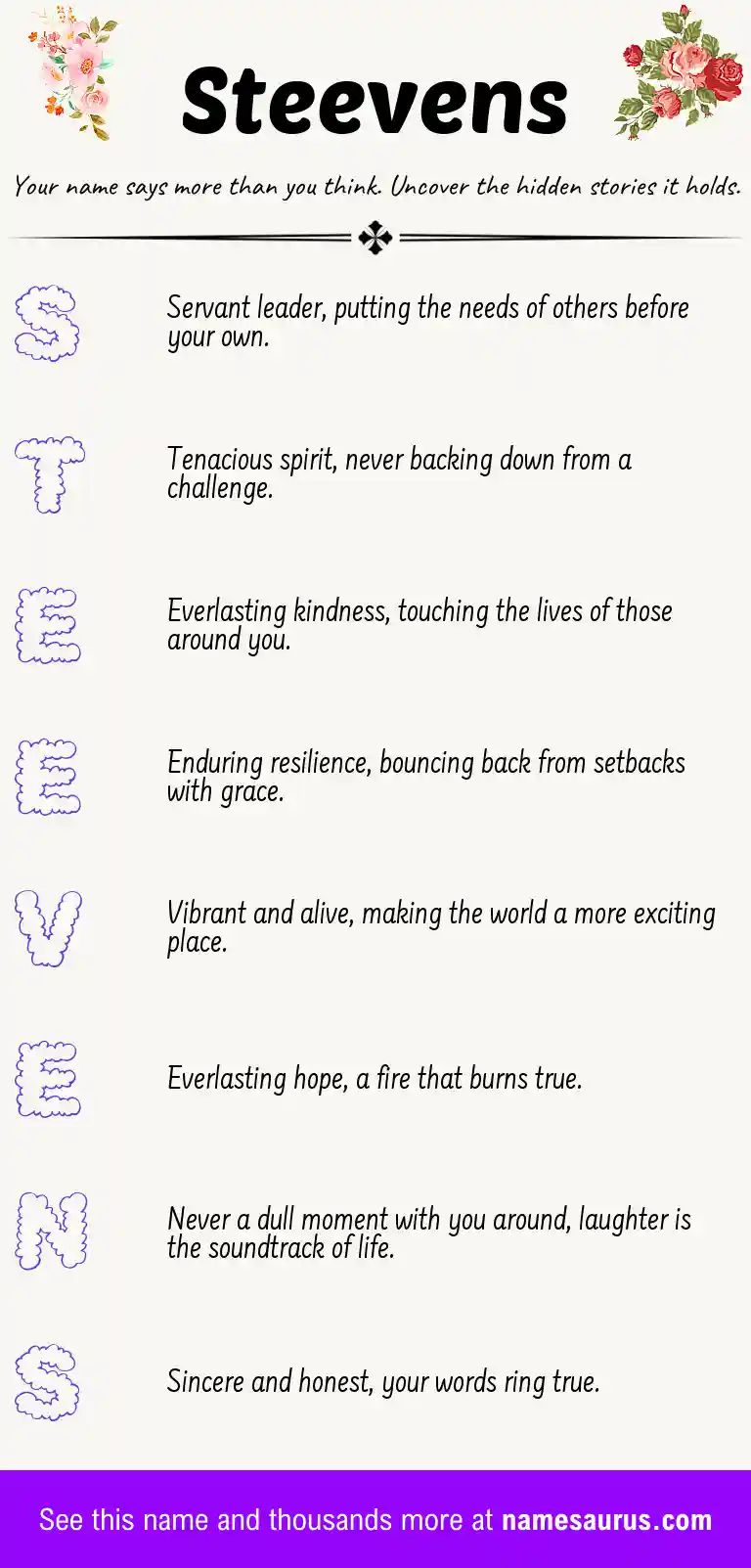 Acrostic poem about Steevens.