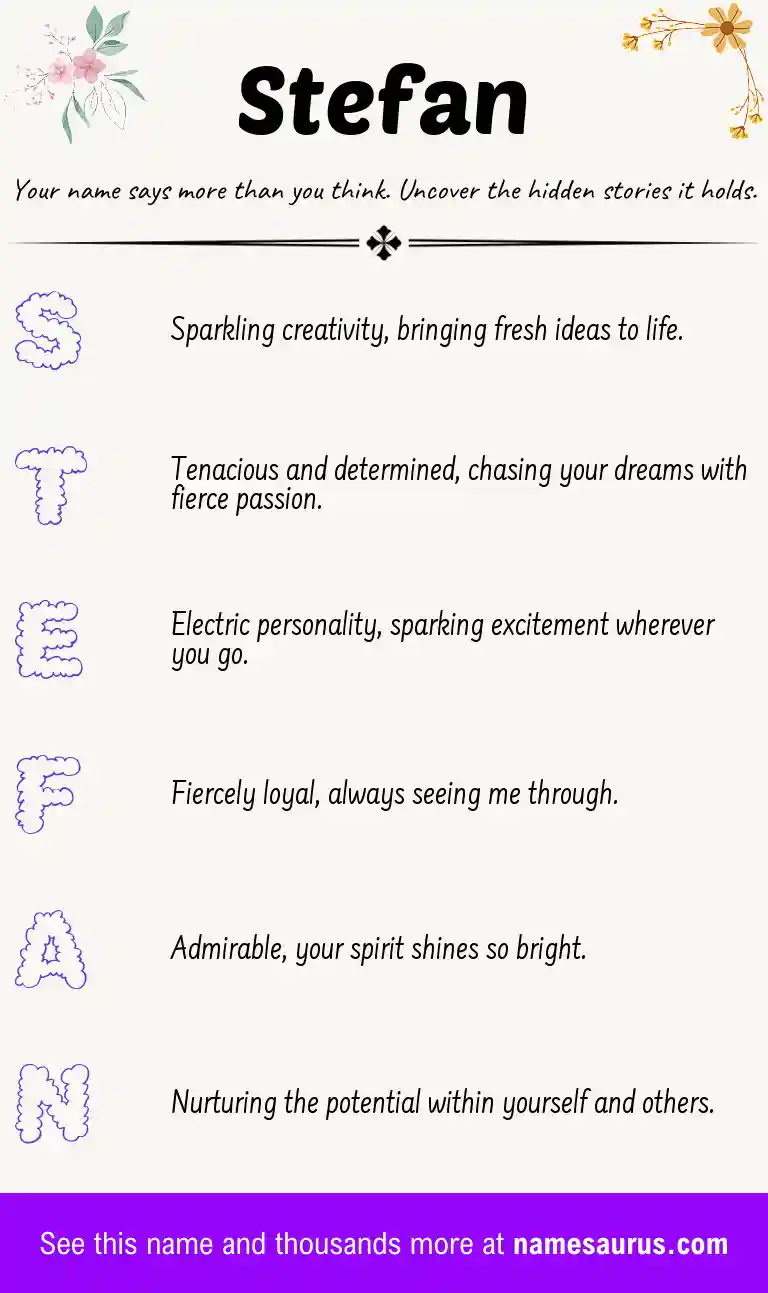 Acrostic poem about Stefan.