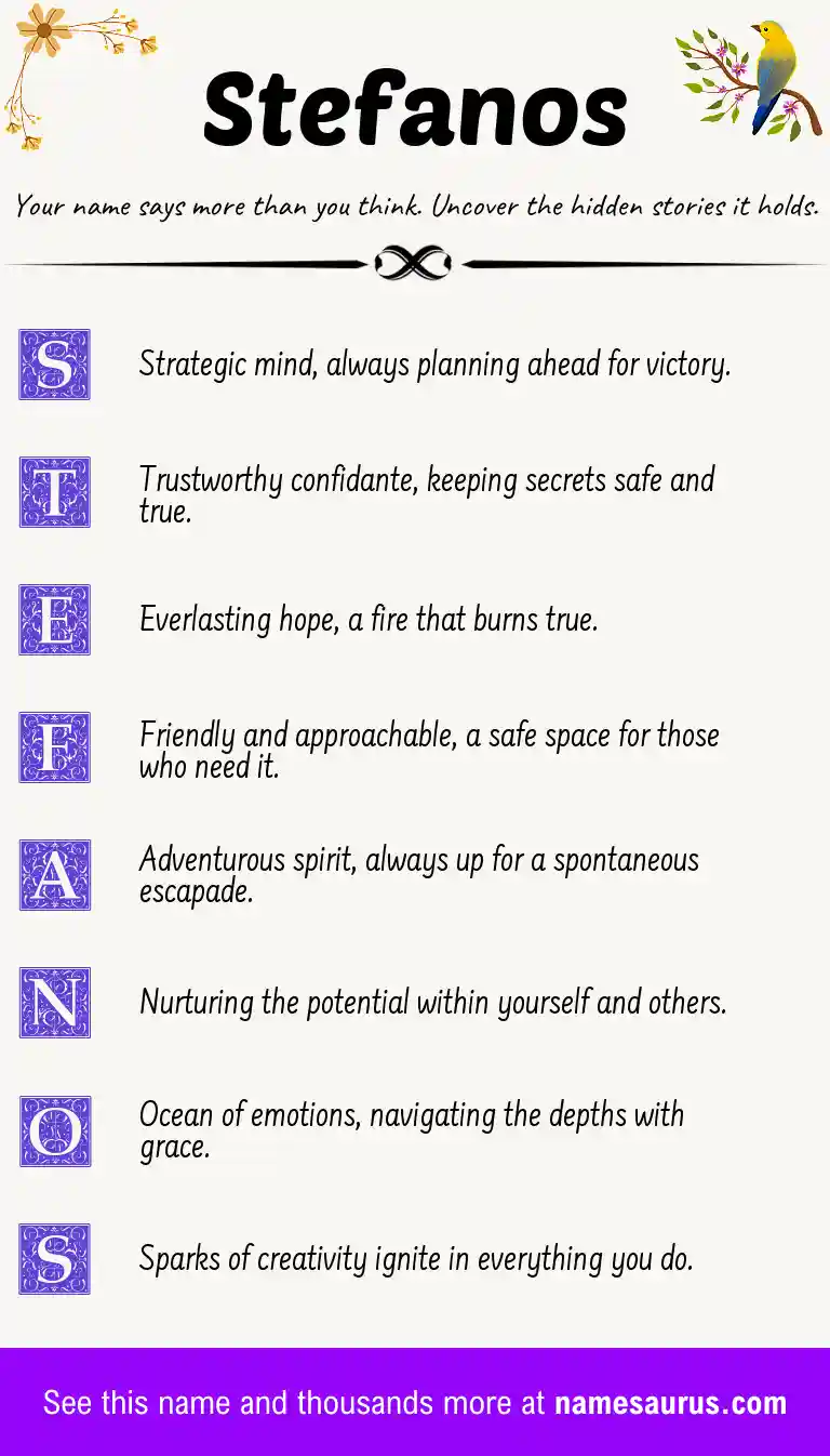 Acrostic poem about Stefanos.