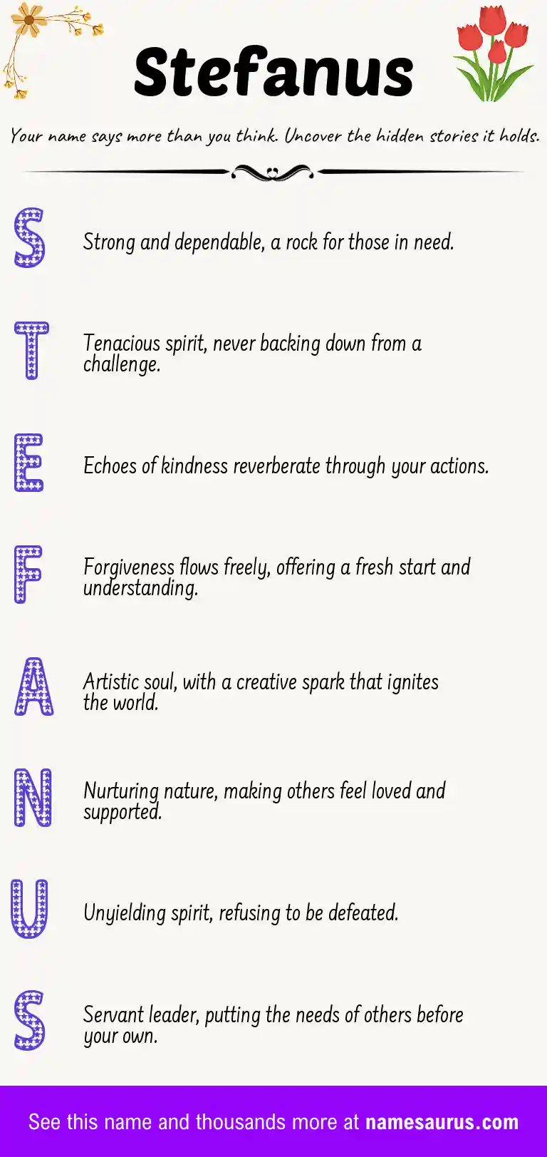 Acrostic poem about Stefanus.