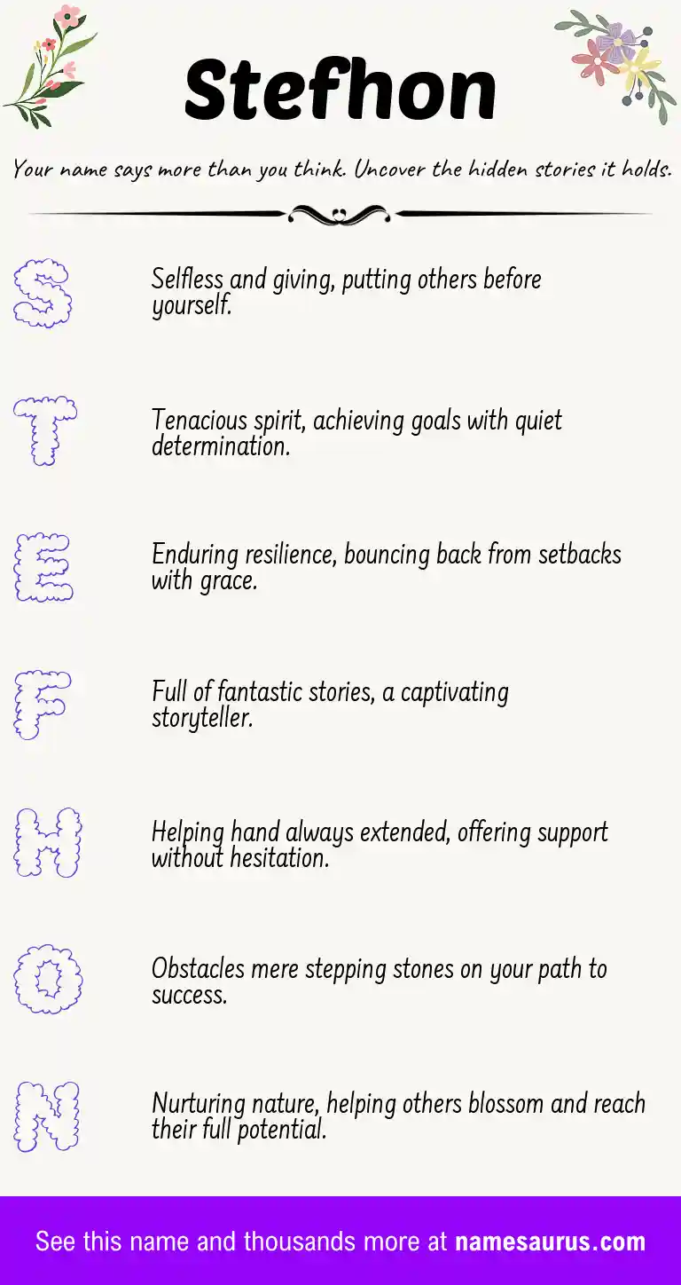 Acrostic poem about Stefhon.