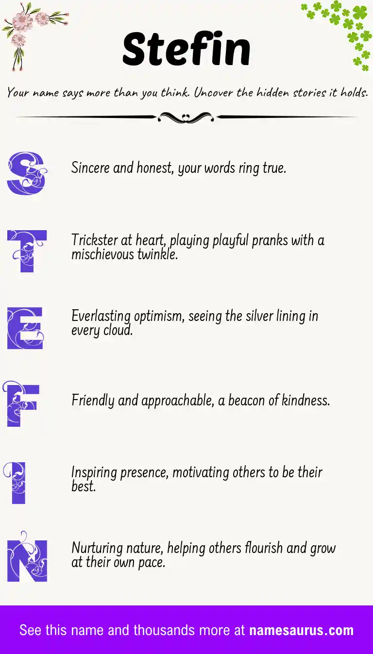 Acrostic poem about Stefin.