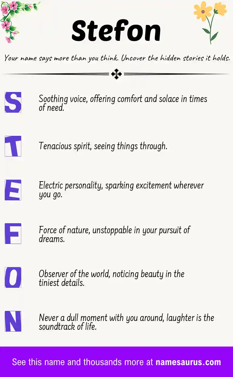 Acrostic poem about Stefon.
