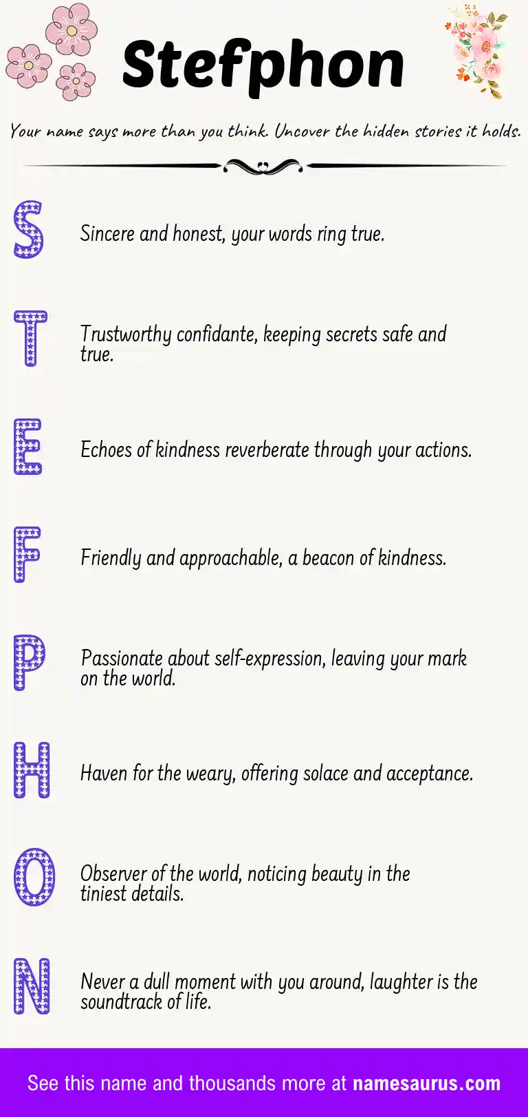 Acrostic poem about Stefphon.