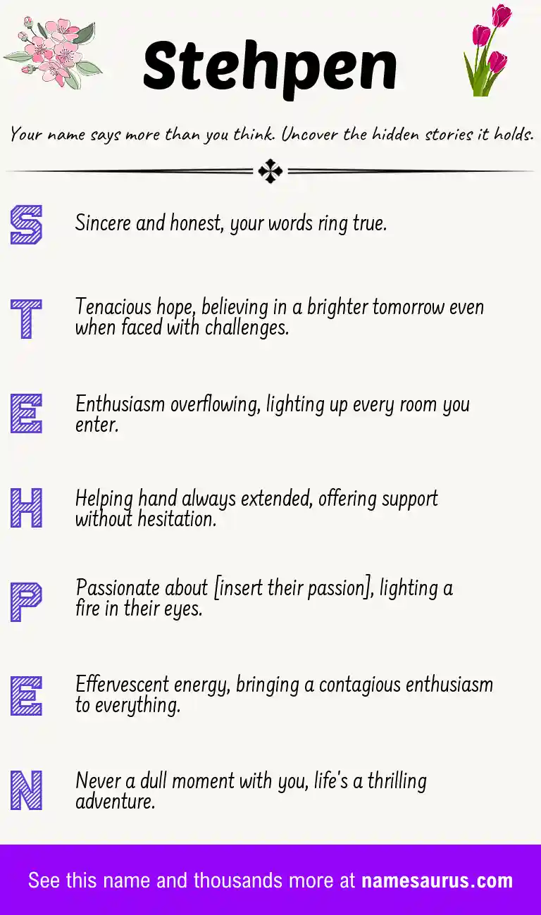 Acrostic poem about Stehpen.