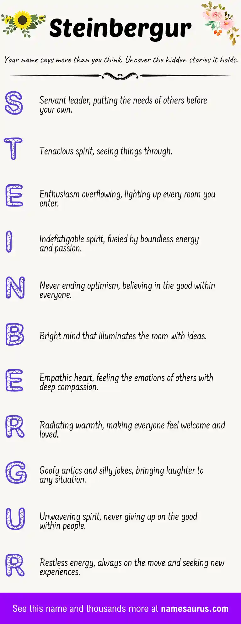 Acrostic poem about Steinbergur.