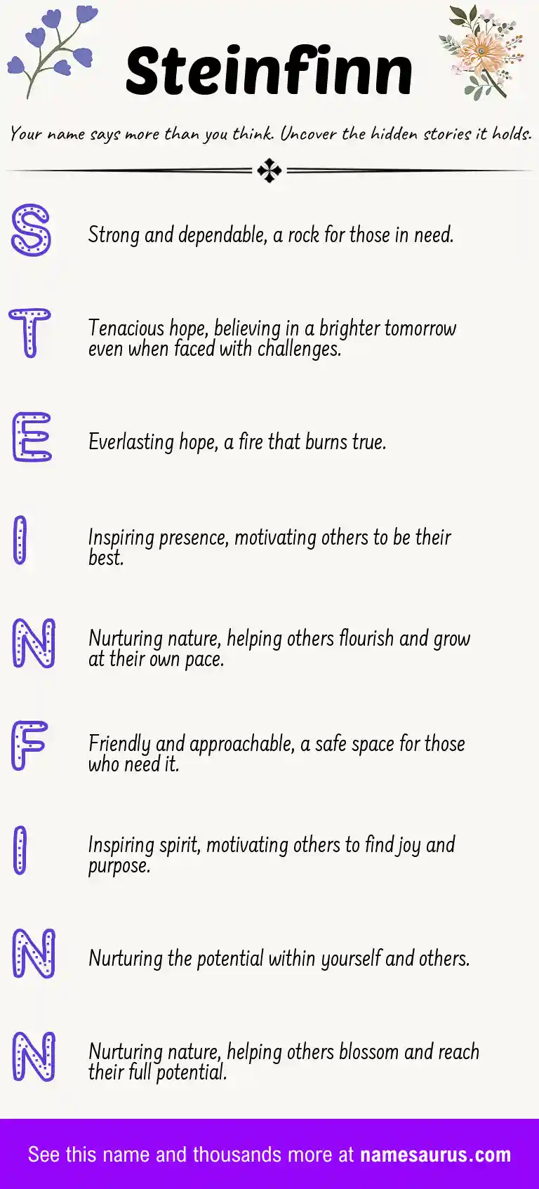 Acrostic poem about Steinfinn.