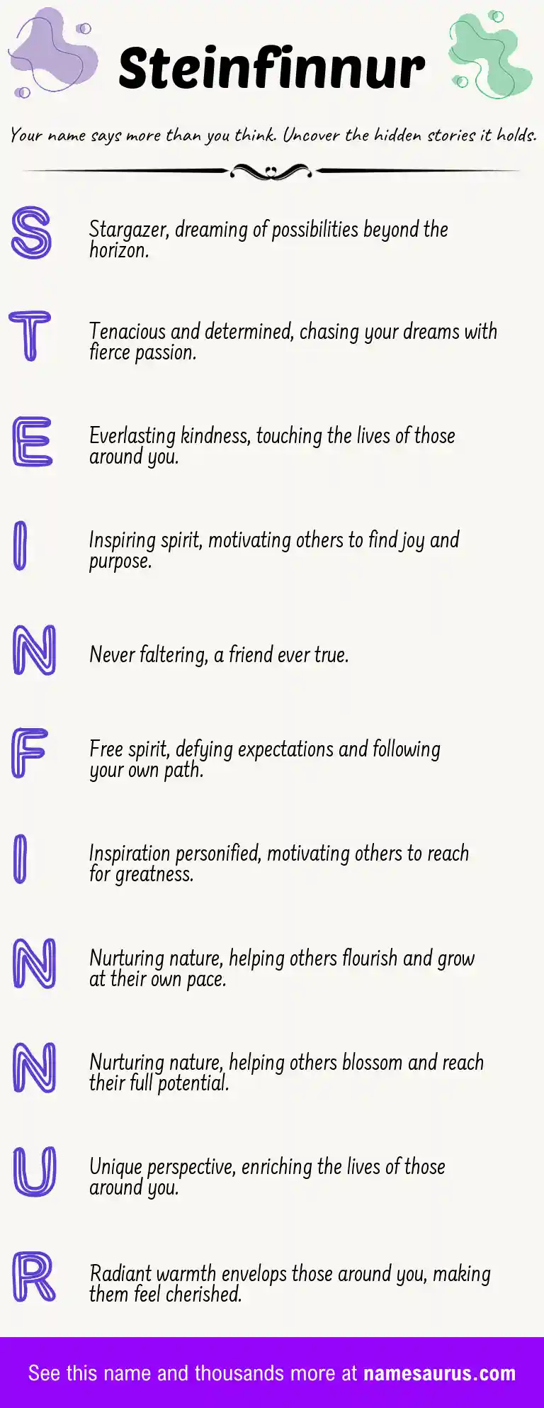 Acrostic poem about Steinfinnur.