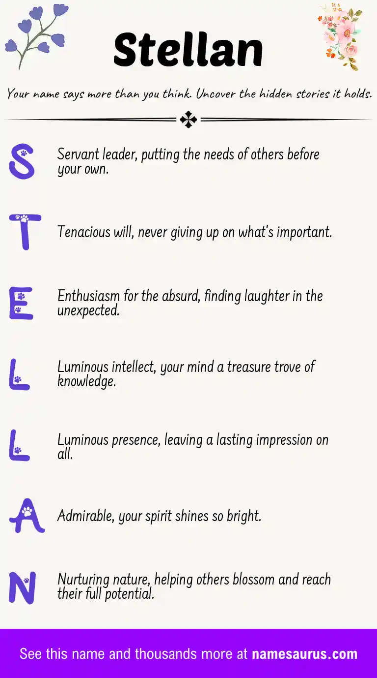 Acrostic poem about Stellan.