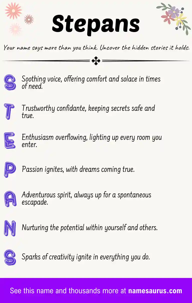 Acrostic poem about Stepans.