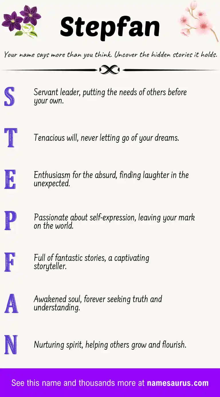 Acrostic poem about Stepfan.