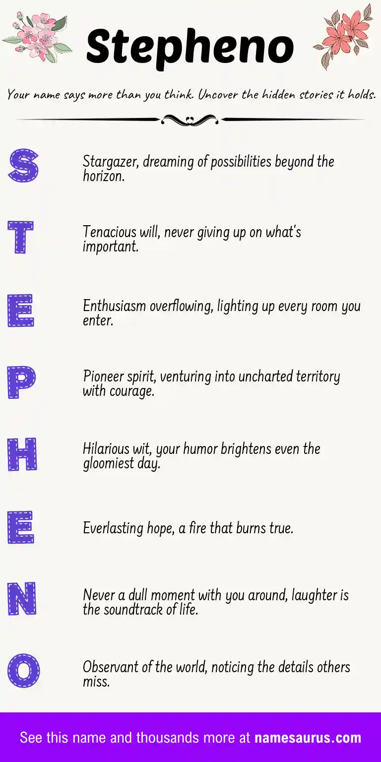 Acrostic poem about Stepheno.