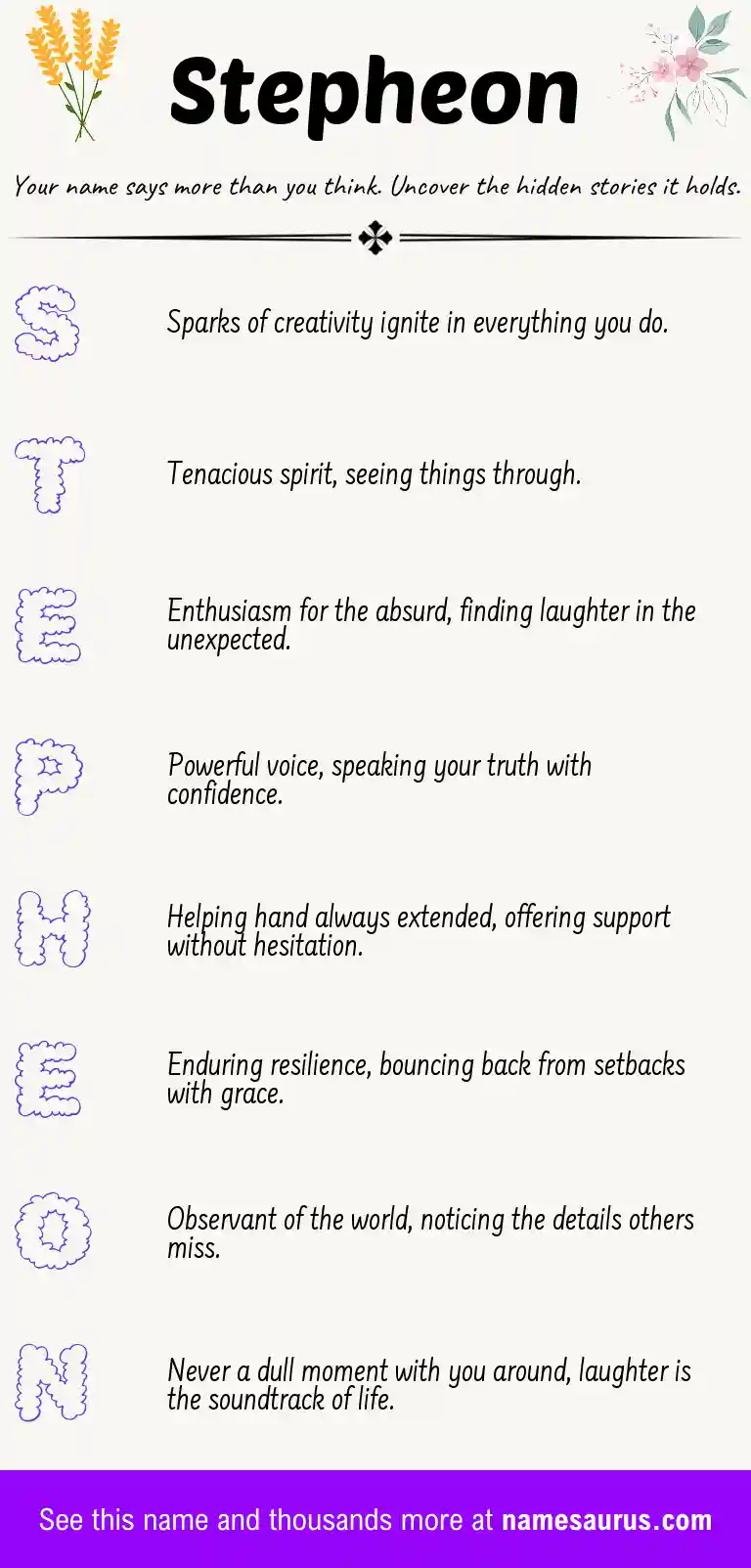 Acrostic poem about Stepheon.