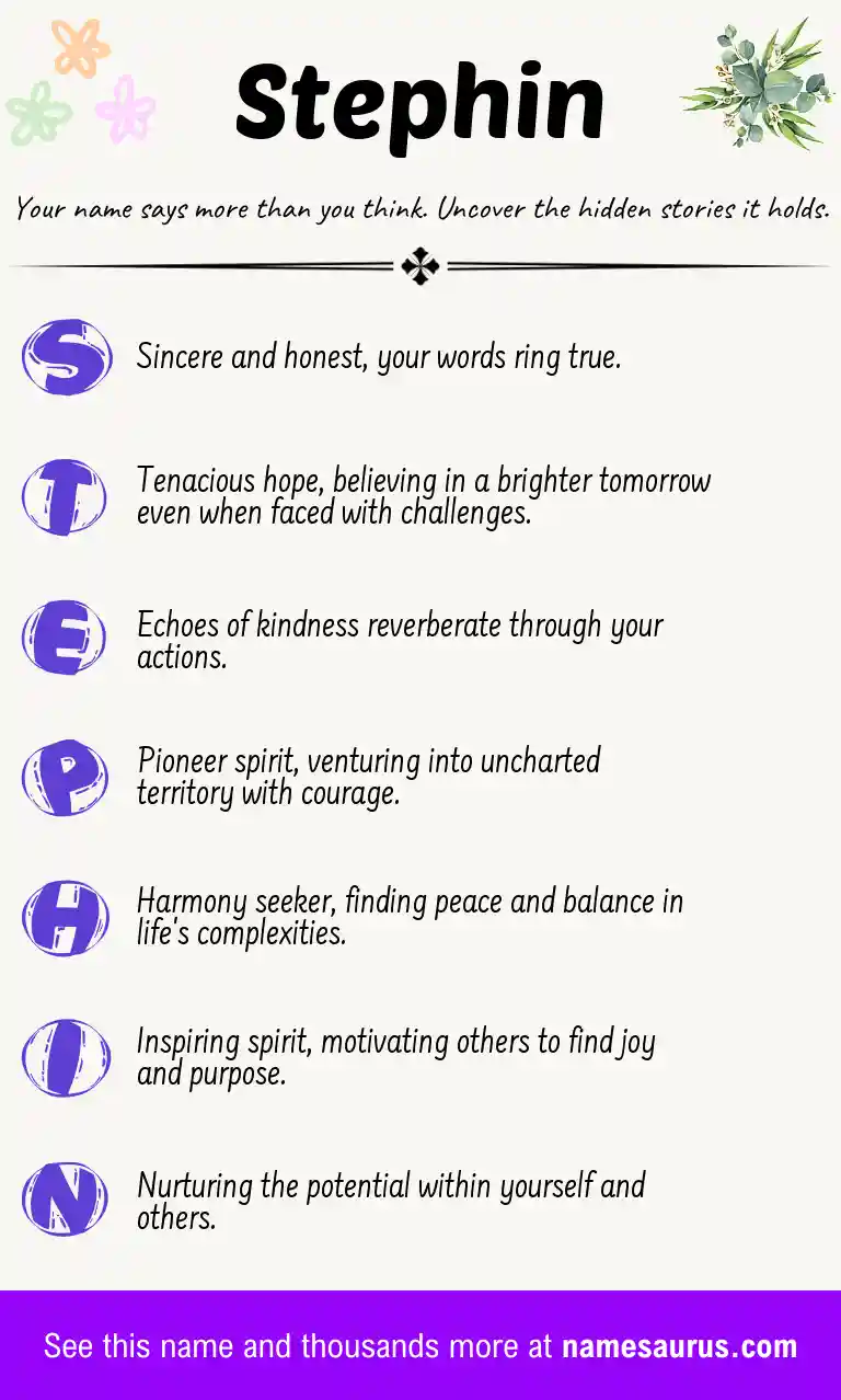 Acrostic poem about Stephin.