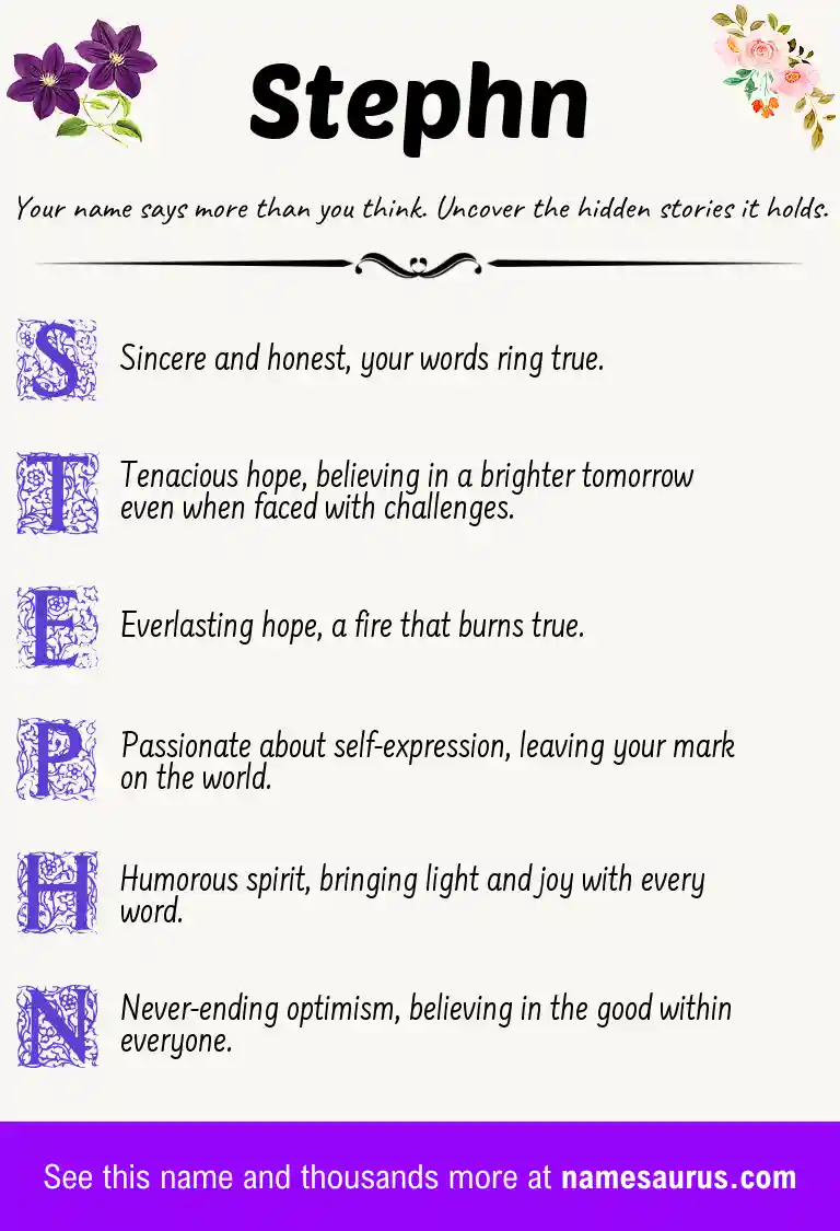 Acrostic poem about Stephn.