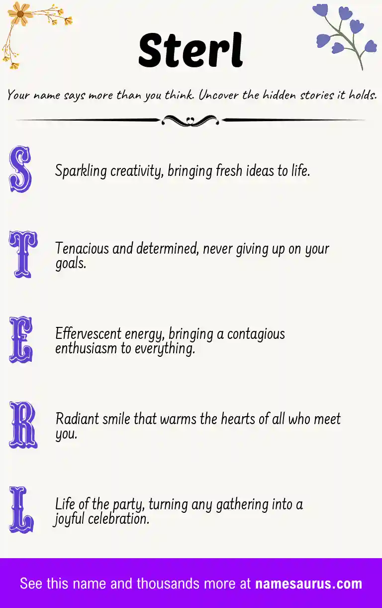 Acrostic poem about Sterl.