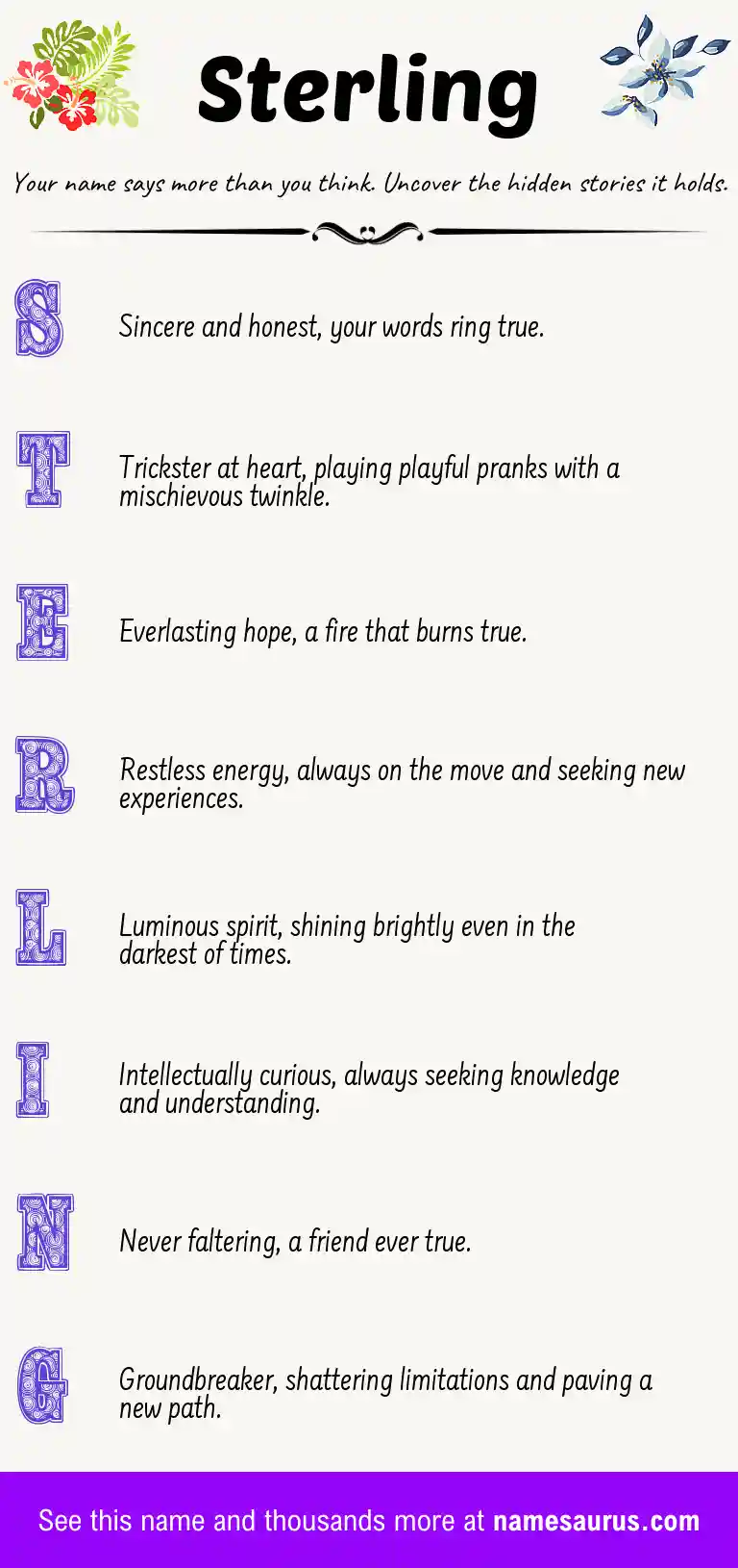 Acrostic poem about Sterling.