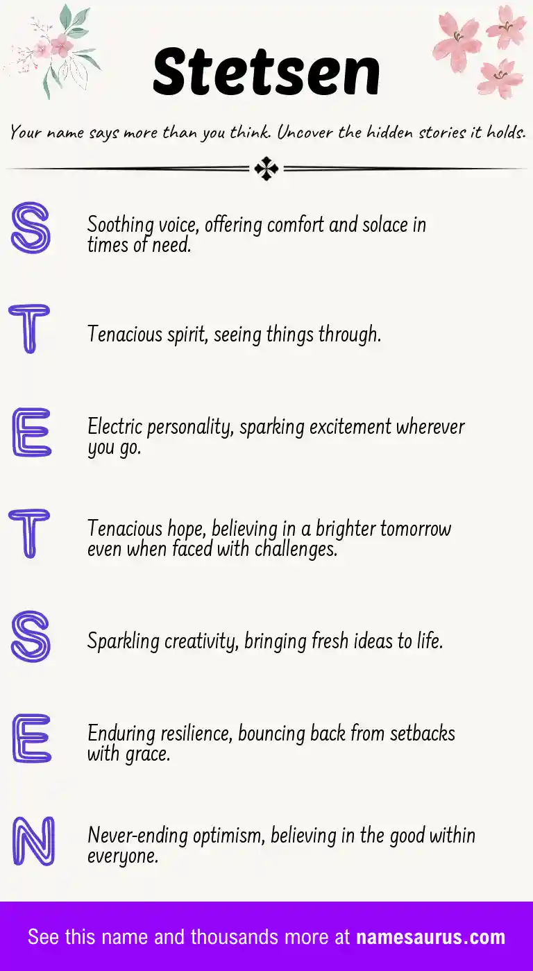 Acrostic poem about Stetsen.
