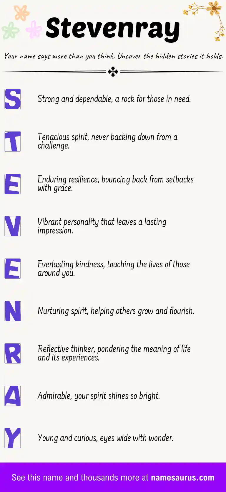Acrostic poem about Stevenray.